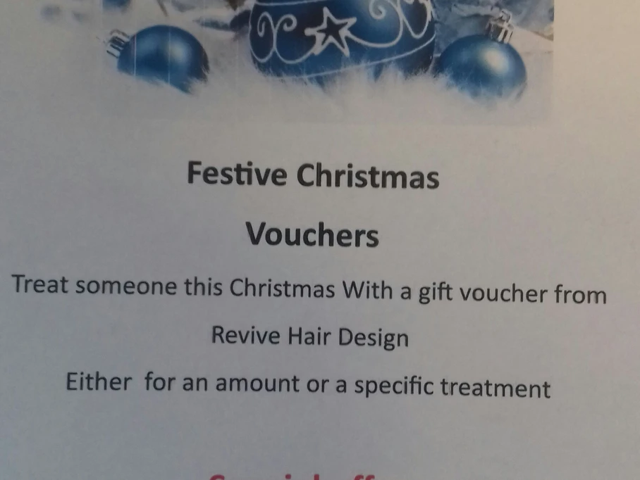 Christmas gift vouchers at Revive